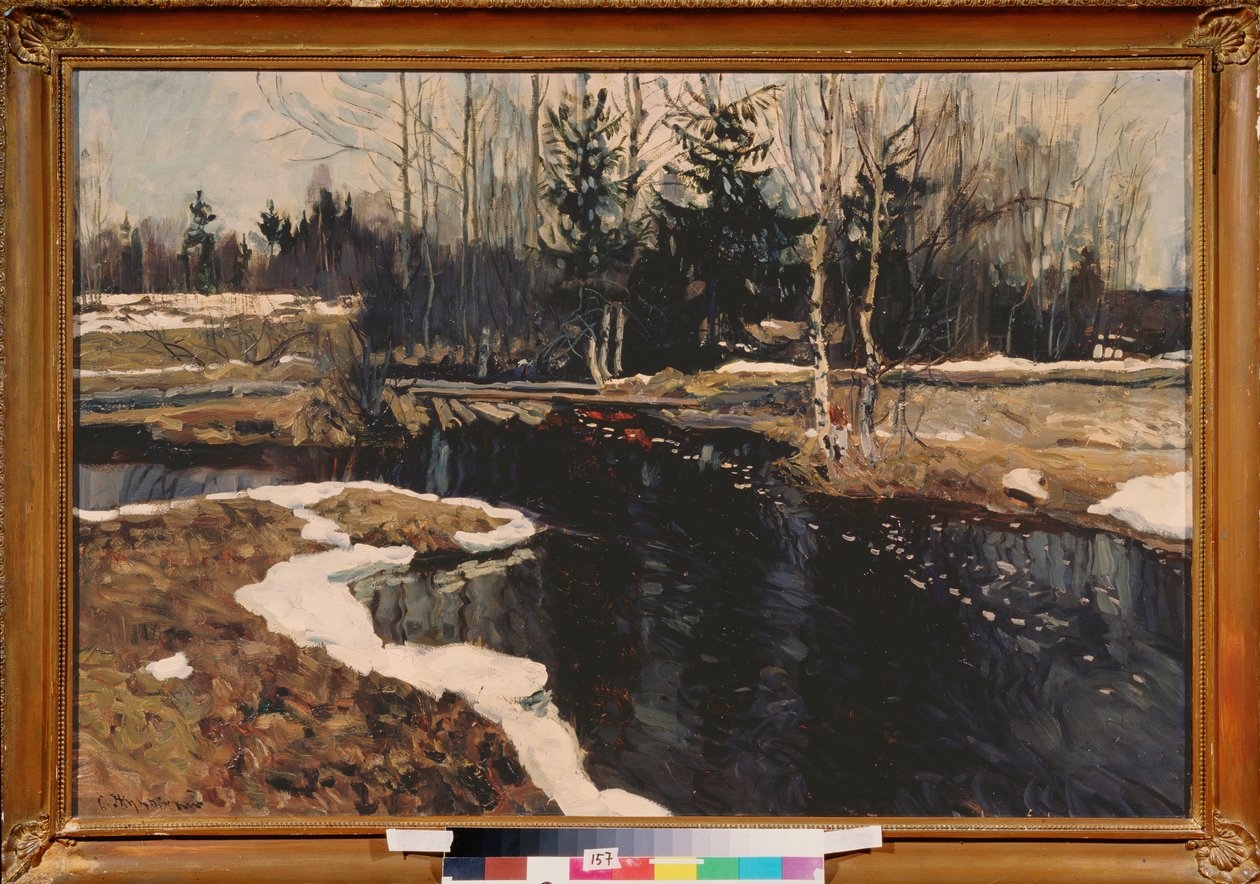 Un ruisseau printanier. Peinture de Stanislav Yulianovich Joukovski (Zhukovsky) (1873-1944), huile sur tiole de Stanislav Joulianovitch Joukovski