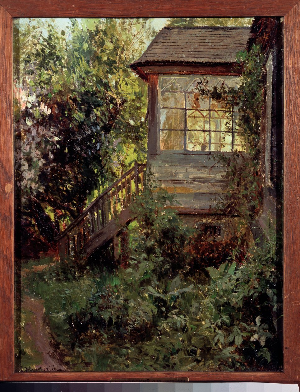 Uma casa de campo. O terraço. Pintura de Stanislav Yulianovich Zhukovsky (Zhukovsky) (1873-1944), óleo sobre tela. Arte russa, finais do século XIX-20. Galeria Estadual Tretyakov, Moscovo. de Stanislav Joulianovitch Joukovski