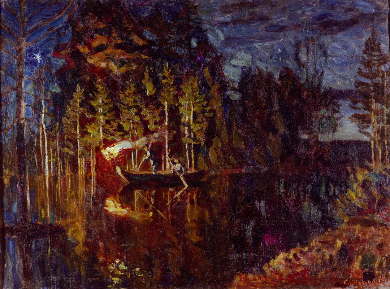 Pesca submarina noturna na primavera de 1916 de Stanislav Julianovic Zukovskij