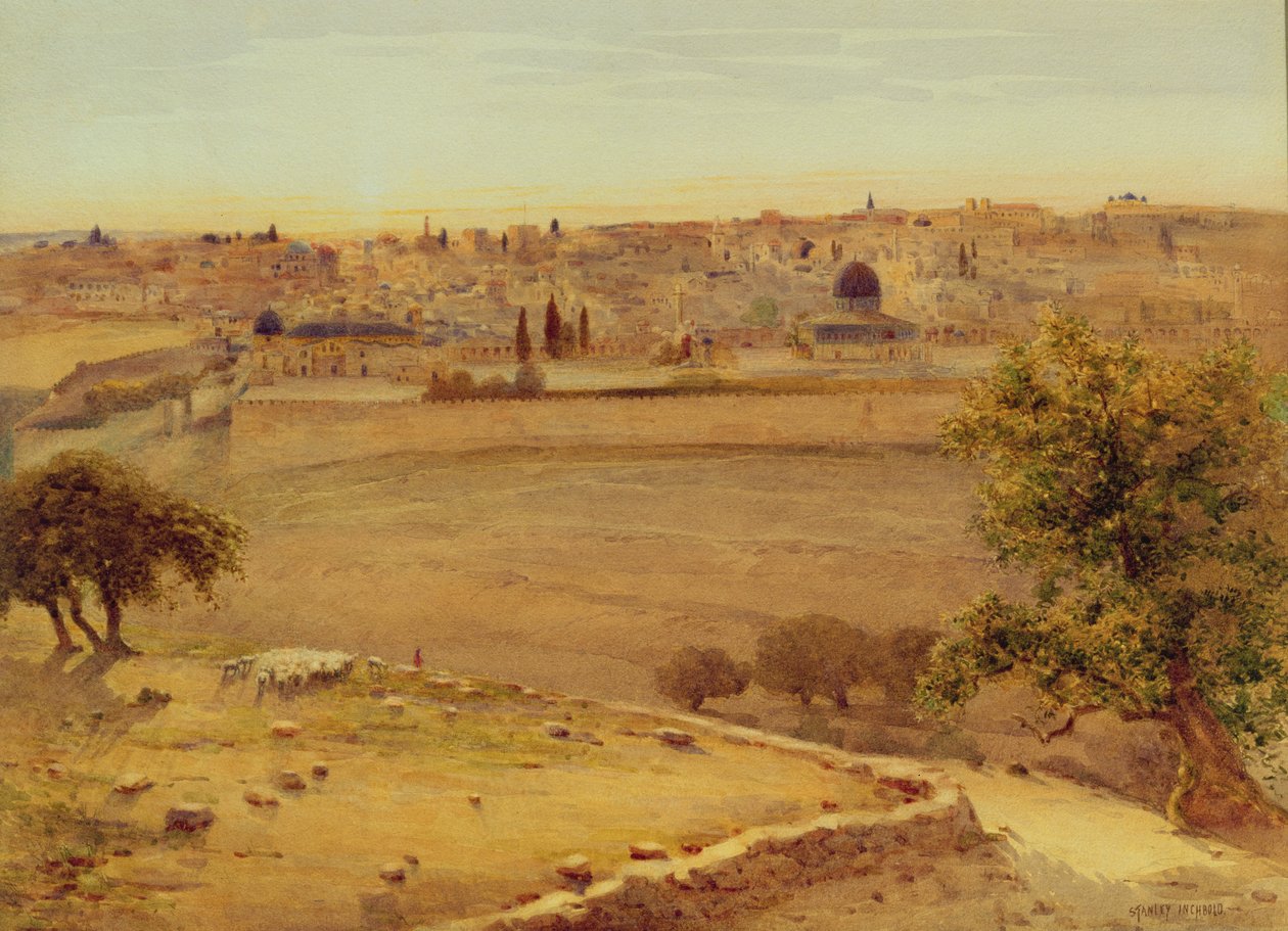 Jerusalém do Monte das Oliveiras (wc no papel) de Stanley Inchbold
