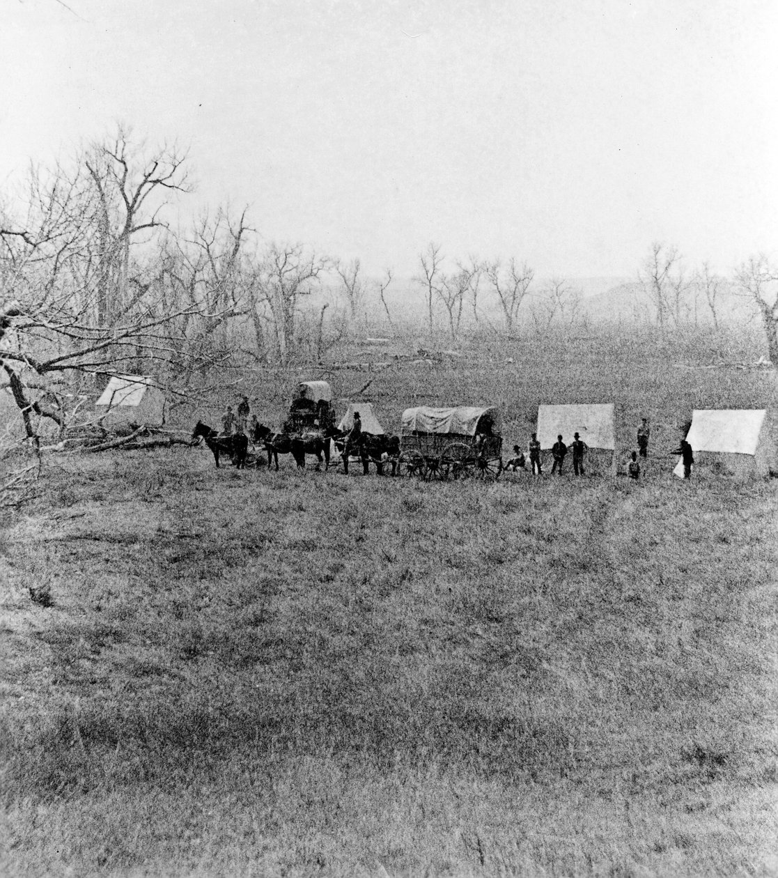 Acampamento do Capitão Sanderson na Ford, Campo de Batalha de Custer, 1879 de Stanley J. Morrow