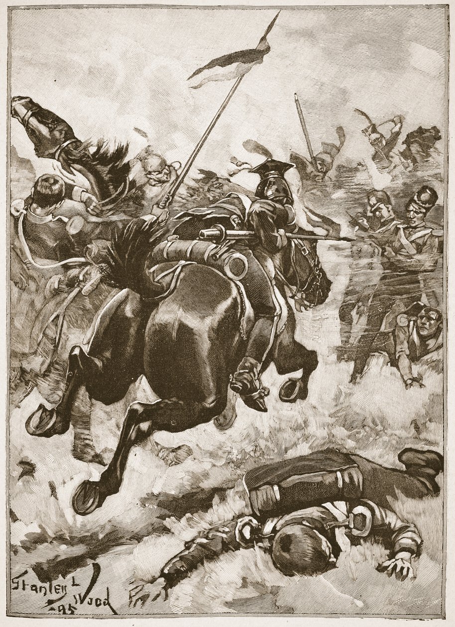 Seguiu-se uma feroz luta corpo-a-corpo, ilustração de "Batalhas do Século Dezenove", de Archibald Forbes, GA Henty e Major Arthur Griffiths. de Stanley L. Wood