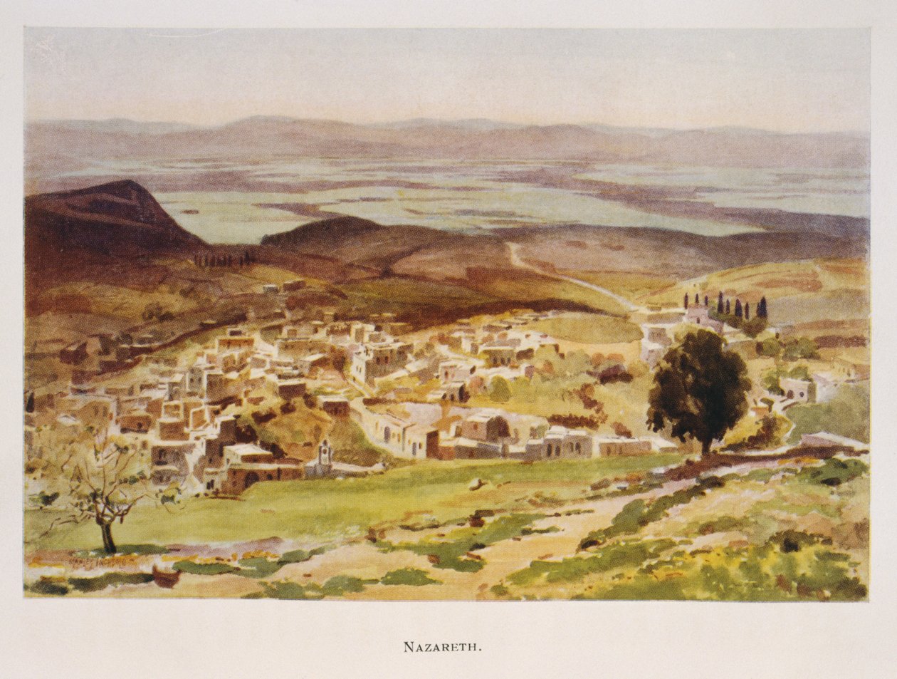 Aquarela de Stanley Inchbold, retratando Nazaré na Palestina, 1906 de Stanley Inchbold