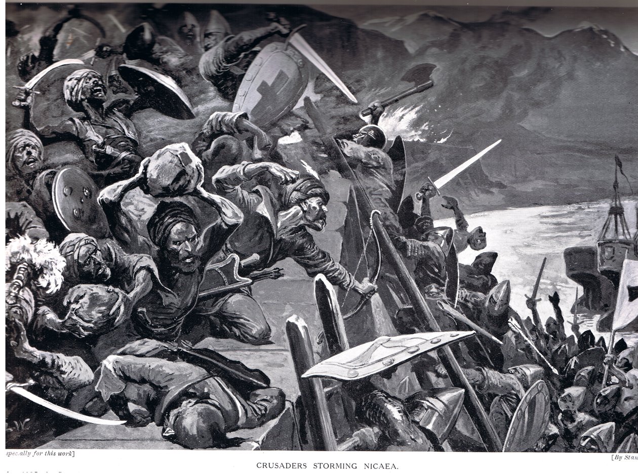 Crusaders Storming Nicaea, ilustração da "História das Nações de Hutchinson" de Stanley L. Wood