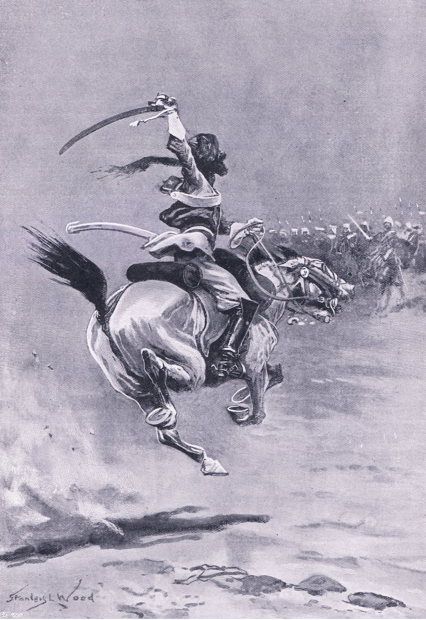 Deli: Os sitiantes foram constantemente atacados, em julho de 1857, ilustração das Batalhas Britânicas na Terra e no Mar, 1915 de Stanley L. Wood