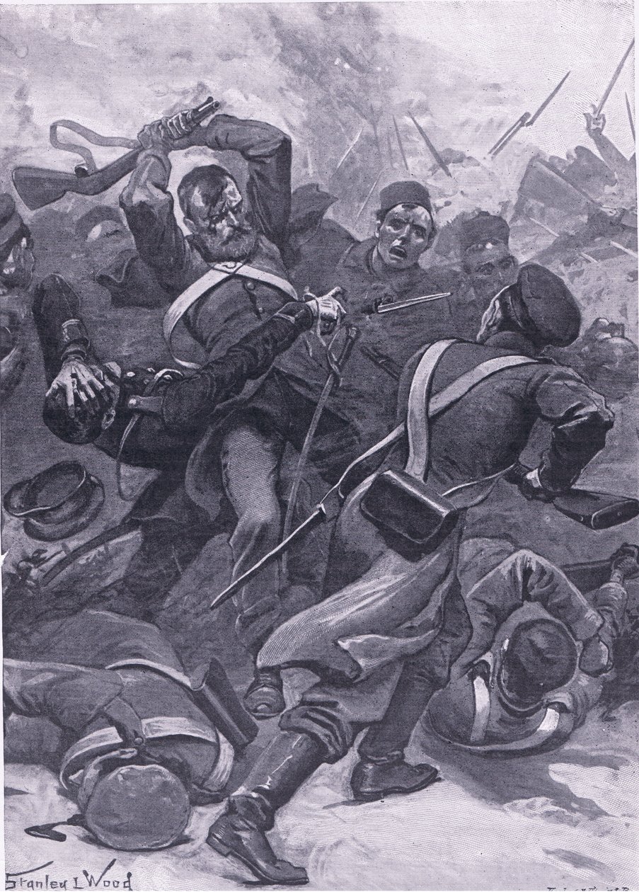 Inkerman: O 55º Regimento (2ª Fronteira) carregando os russos, ilustração das Batalhas Britânicas na Terra e no Mar, 1915 de Stanley L. Wood