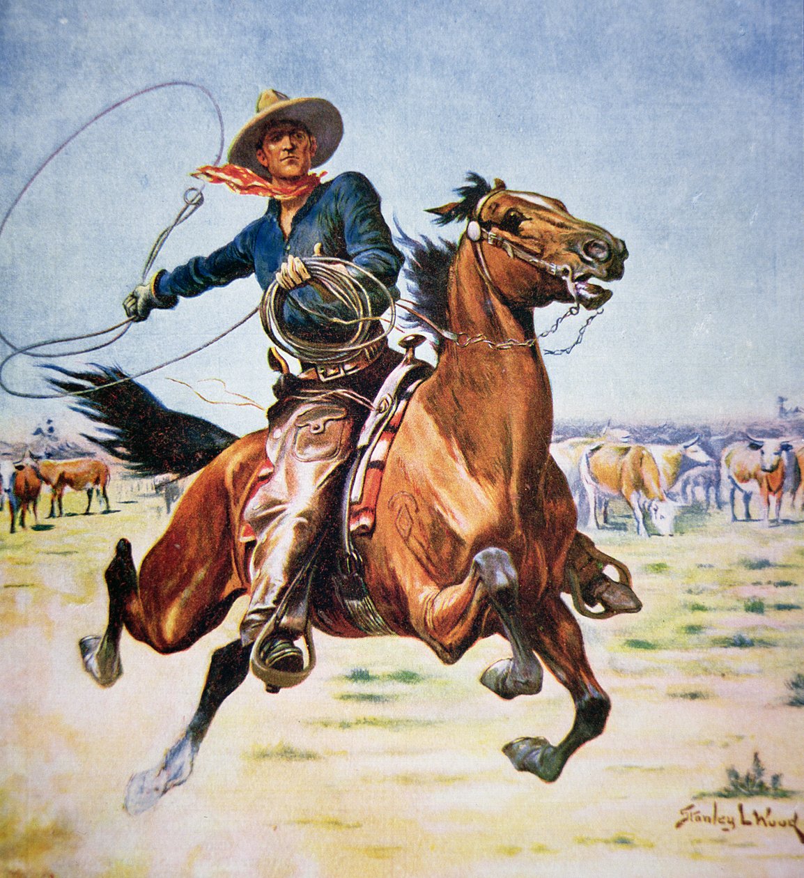 Cowboy do Texas (cor litho) de Stanley L. Wood
