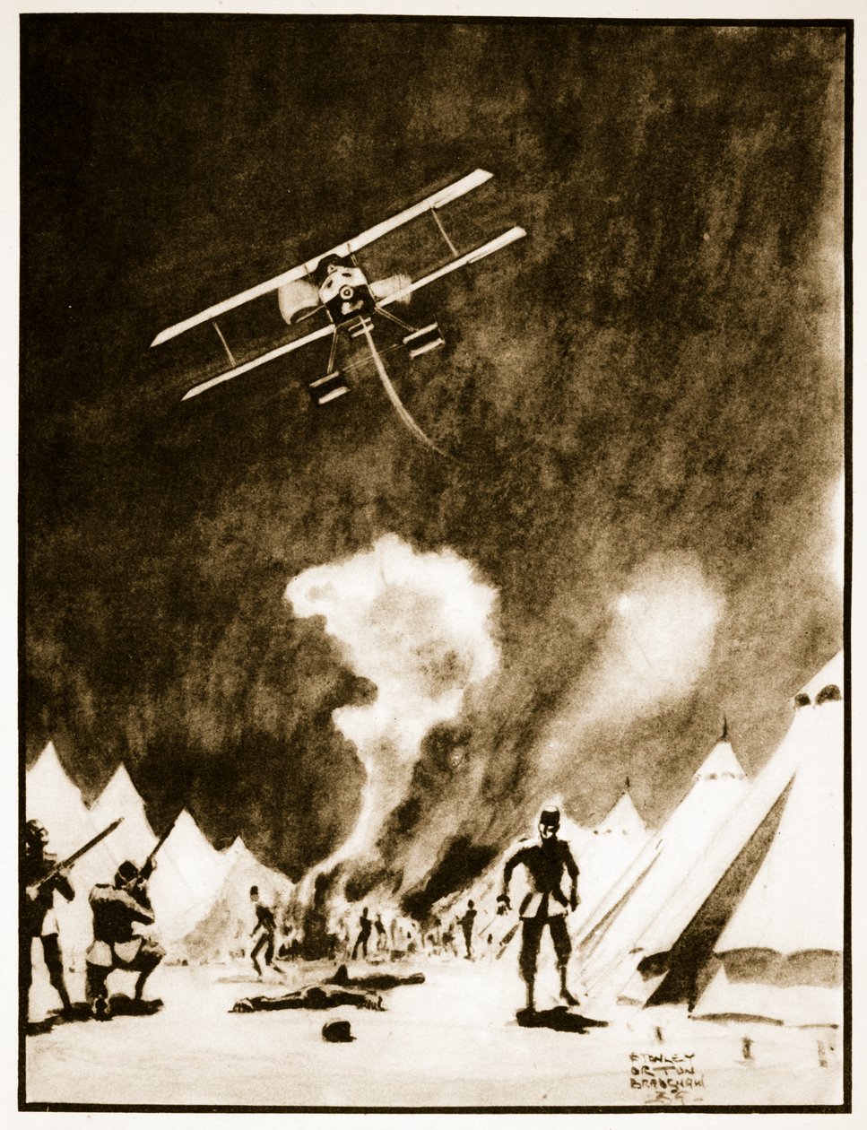 Bombardeando os turcos em Dardanelos, ilustração de 