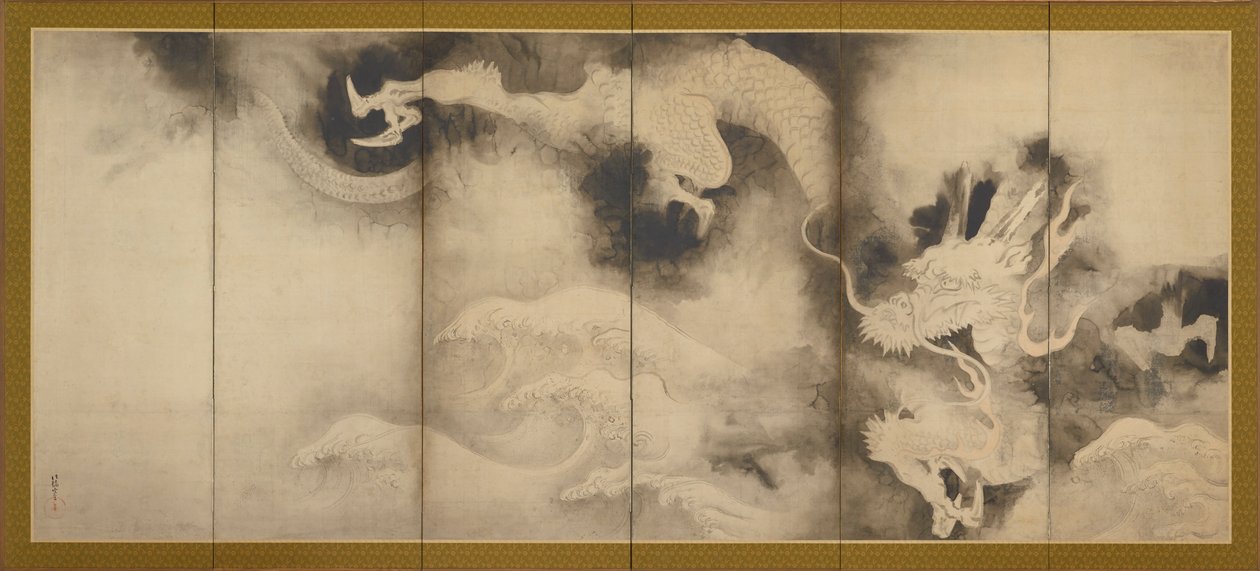 Dragões e Nuvens, período Momoyama ou Edo, 1590-1640. de Sôtatsu