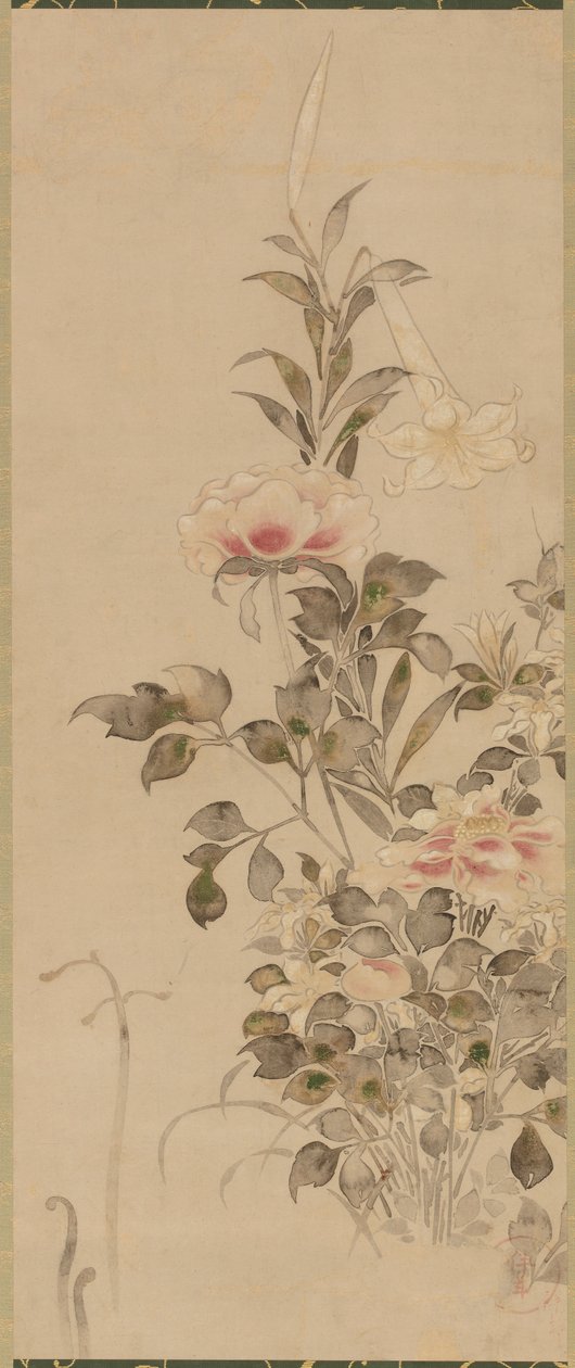 Peônias e lírios, período Momoyama ou Edo, 1568-1615. de Sôtatsu