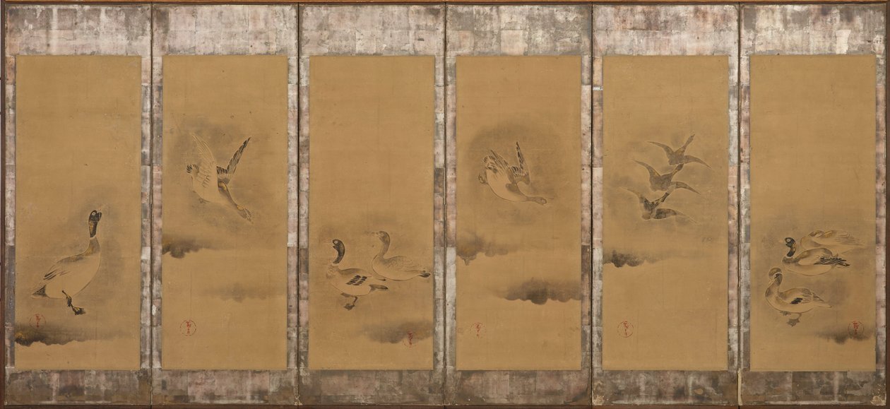 Gansos selvagens, período Momoyama ou Edo, 1568-1615. de Sôtatsu