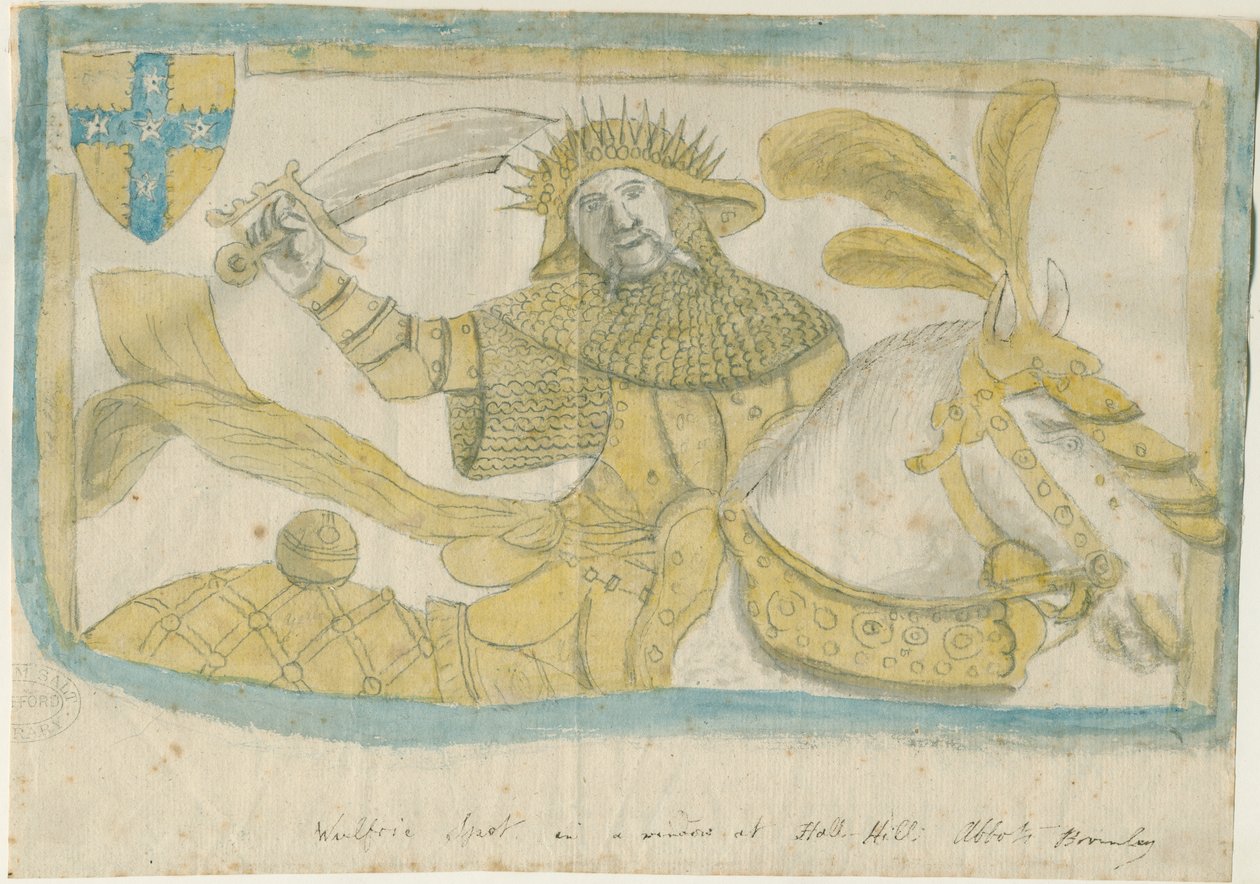 Abades Bromley - vidro de janela em Hall Hill: desenho a lápis colorido, nd de Stebbing Shaw