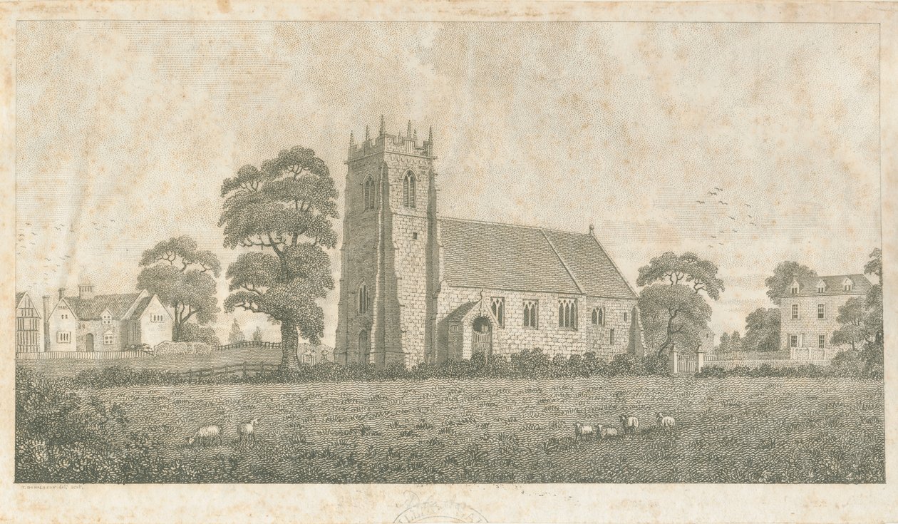 Igreja de Adbaston: gravura em linha e pontilhada, sd [c 1800] de Stebbing Shaw
