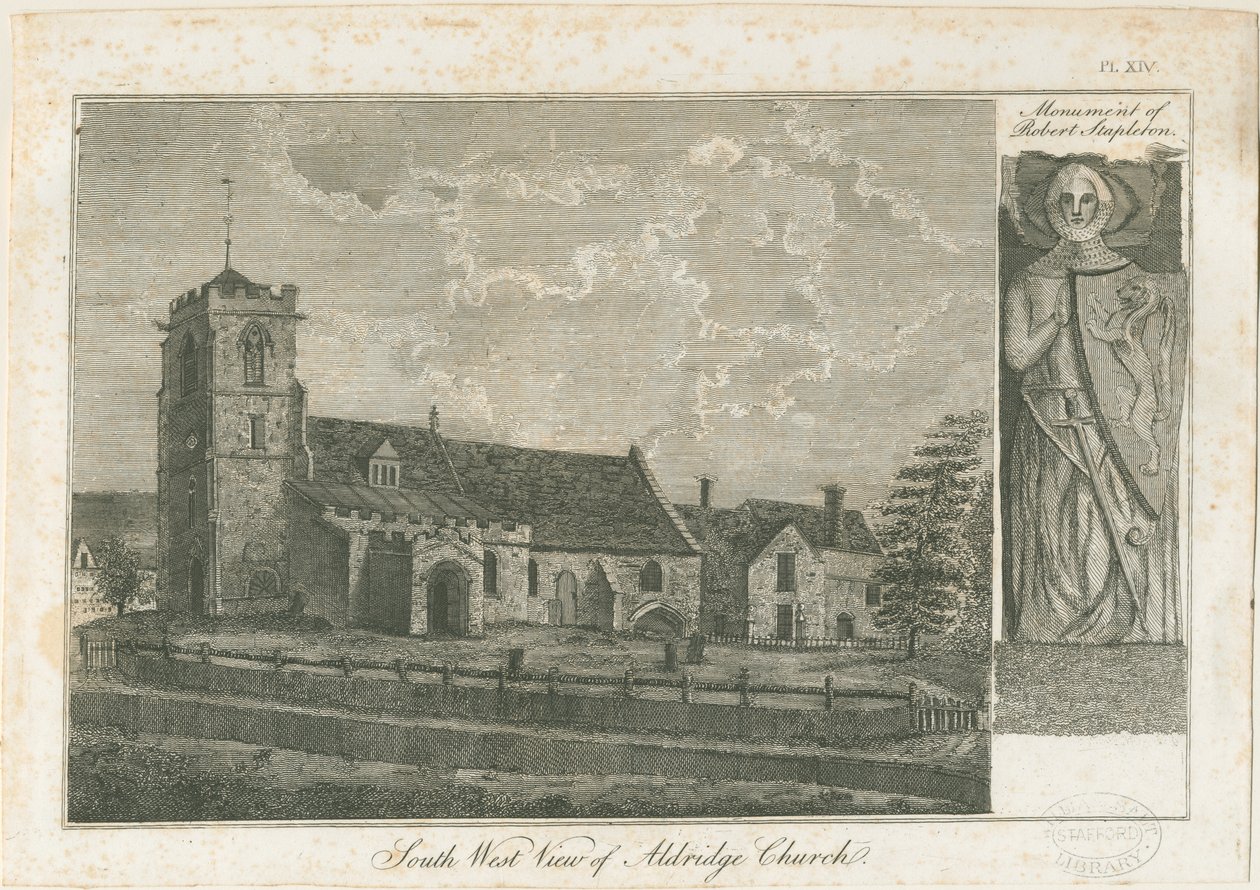 Igreja de Aldridge: gravura, nd [1762-1802] de Stebbing Shaw