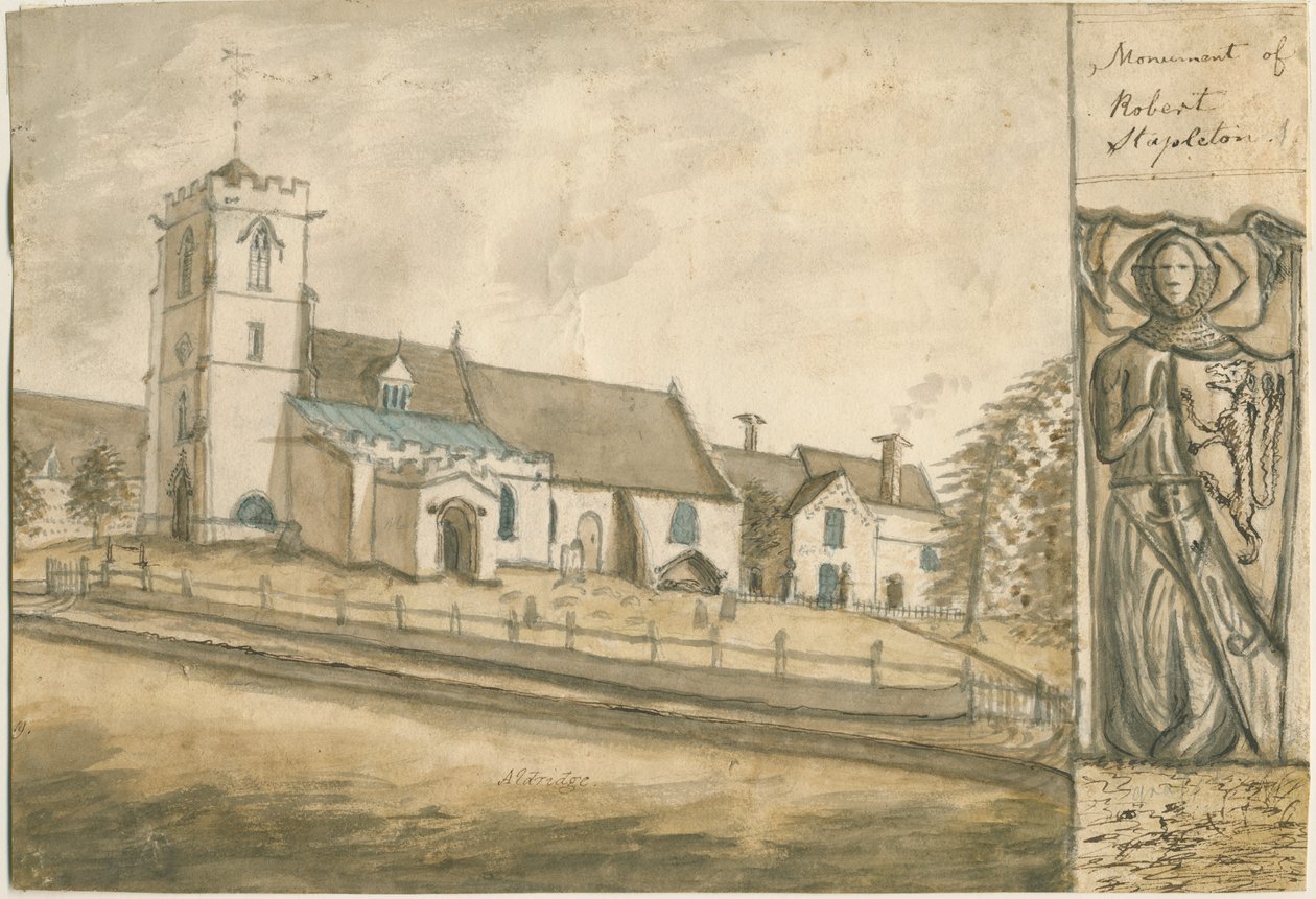 Igreja de Aldridge: pintura em aquarela, nd [1762-1802] (pintura) de Stebbing Shaw