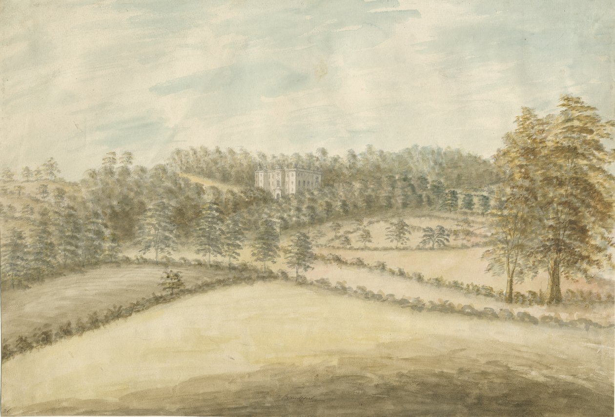 Beaudesert Hall and Park: pintura em aquarela, nd [1762-1802] de Stebbing Shaw
