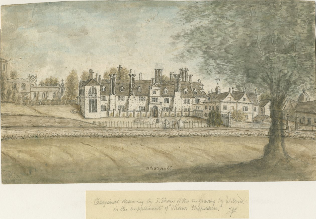 Blithfield Hall: pintura em aquarela, sd [séc. 18] de Stebbing Shaw