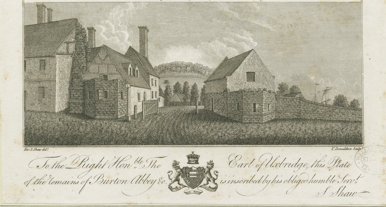 Abadia de Burton-upon-Trent: gravura, nd [c1795] (impressão) de Stebbing Shaw