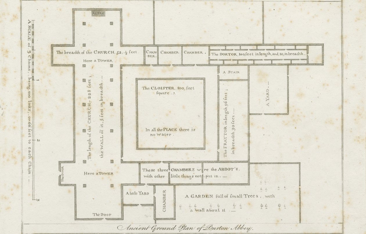 Abadia de Burton-upon-Trent: gravura, nd [c 1795] (impressão) de Stebbing Shaw