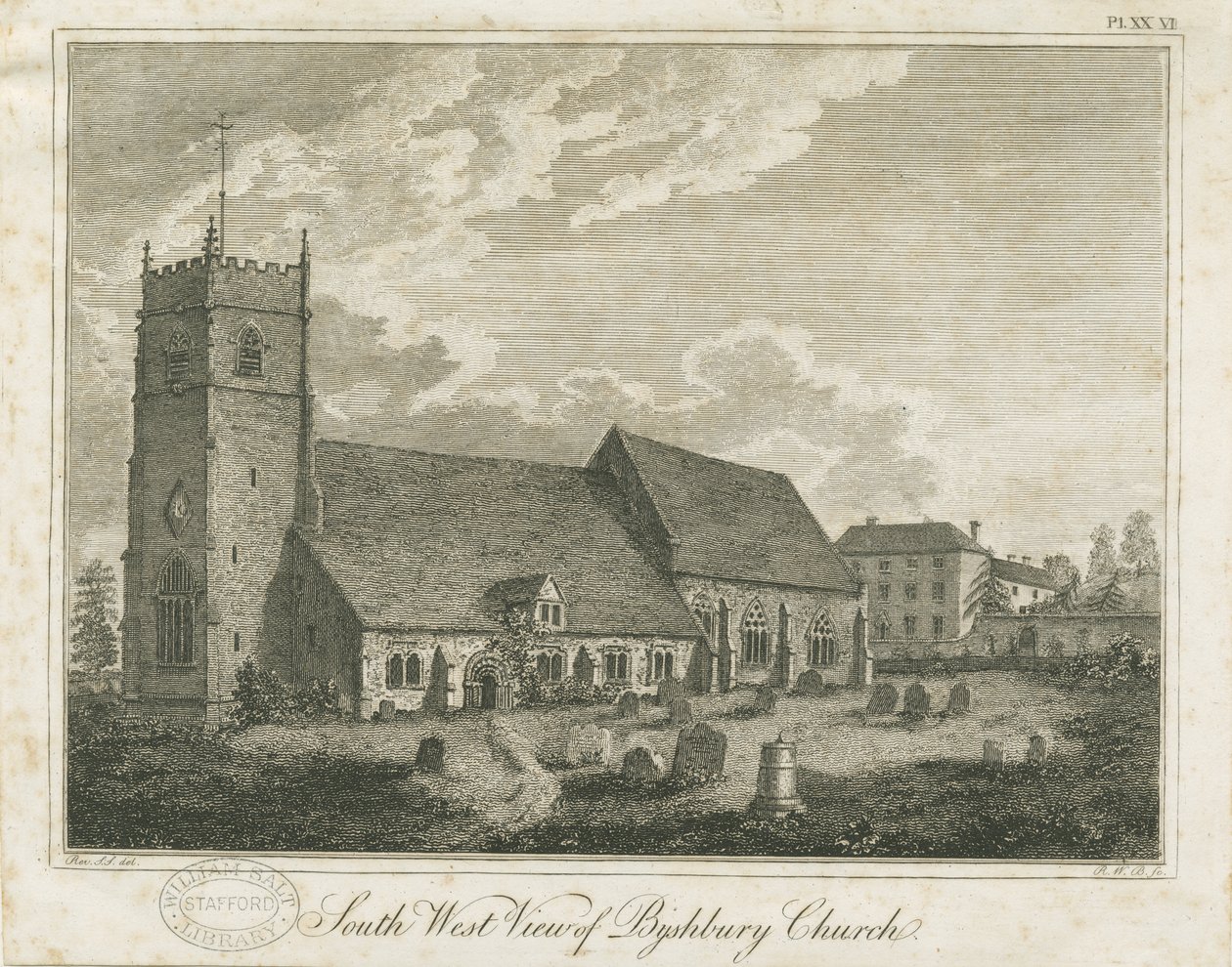 Igreja de Bushbury: gravura, séc. XVIII de Stebbing Shaw