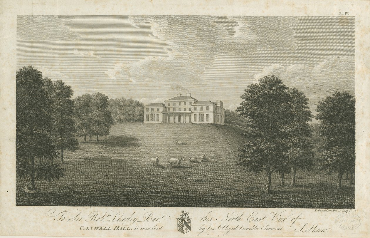 Canwell Hall: gravura, 1797 de Stebbing Shaw