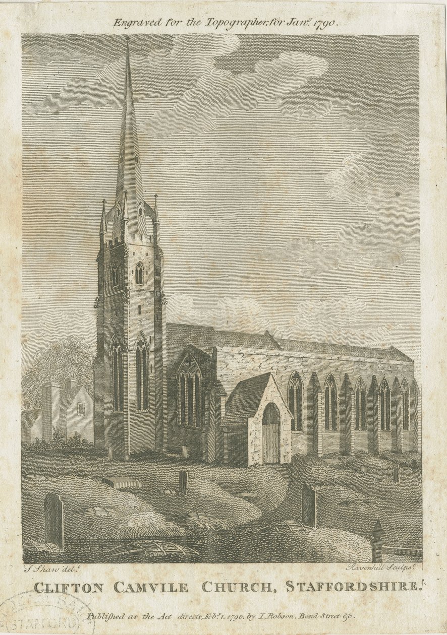 Igreja de Clifton Campville: gravura, nd [1790] de Stebbing Shaw