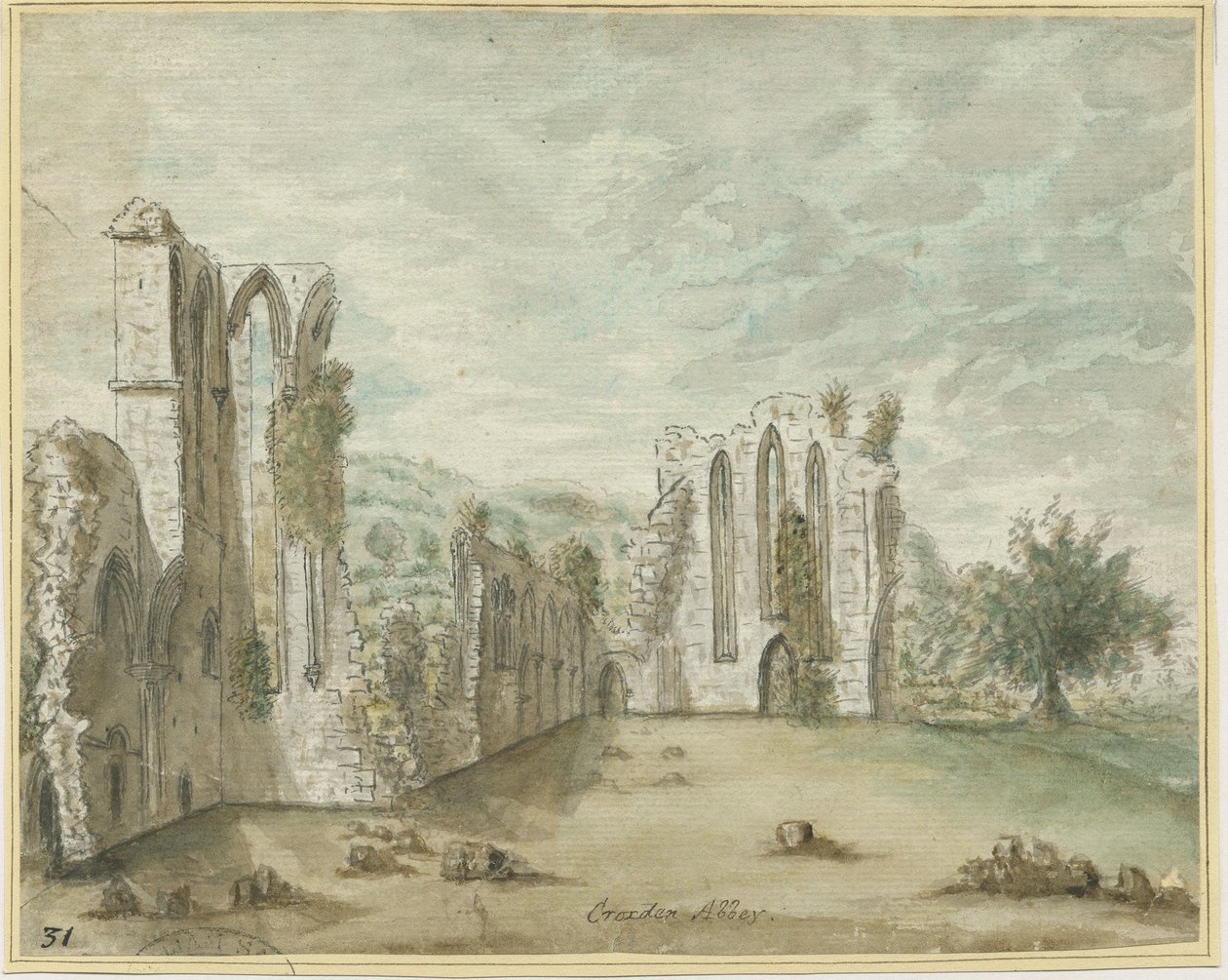 Abadia de Croxden: pintura a aguarela, nd [1762-1802] (pintura) de Stebbing Shaw