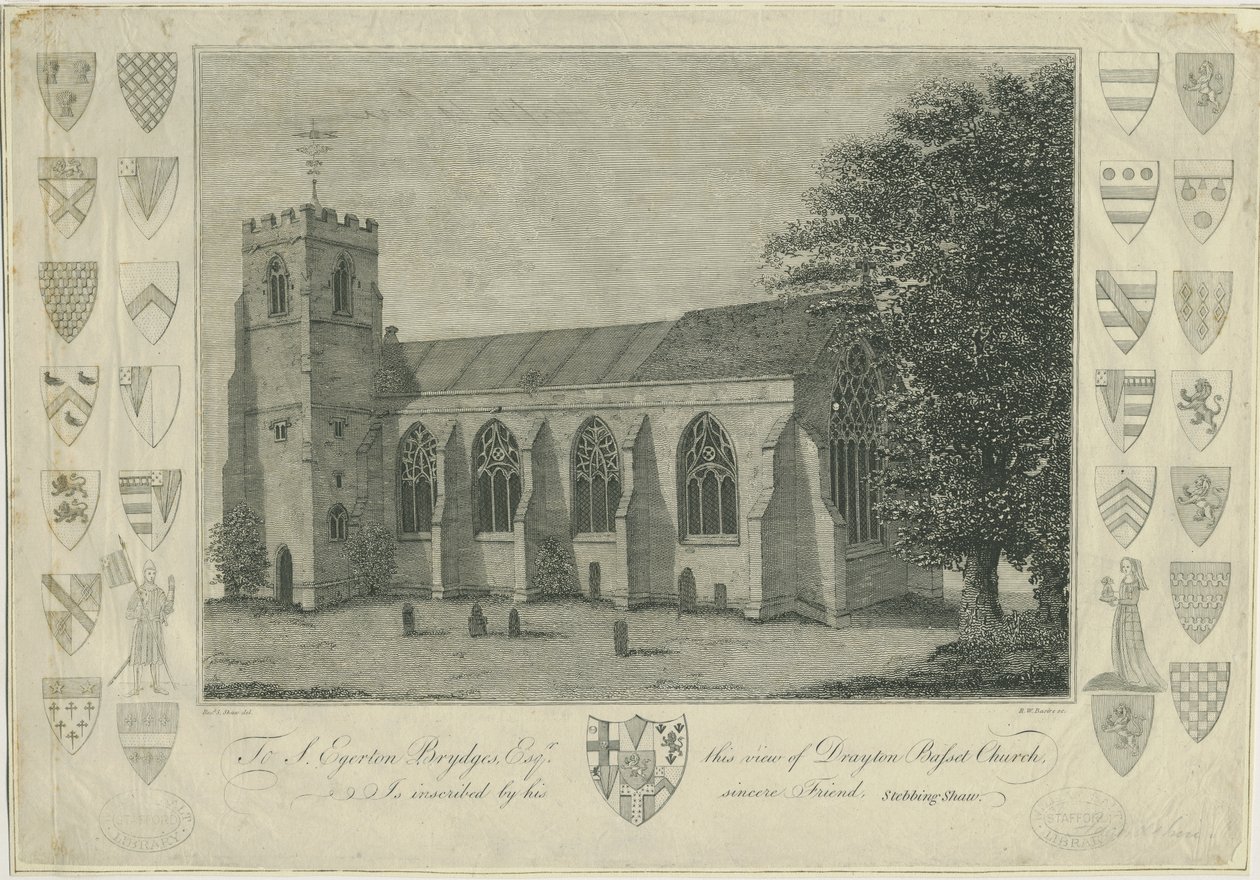 Igreja Drayton Bassett: gravura, nd [1762-1802] (impressão) de Stebbing Shaw