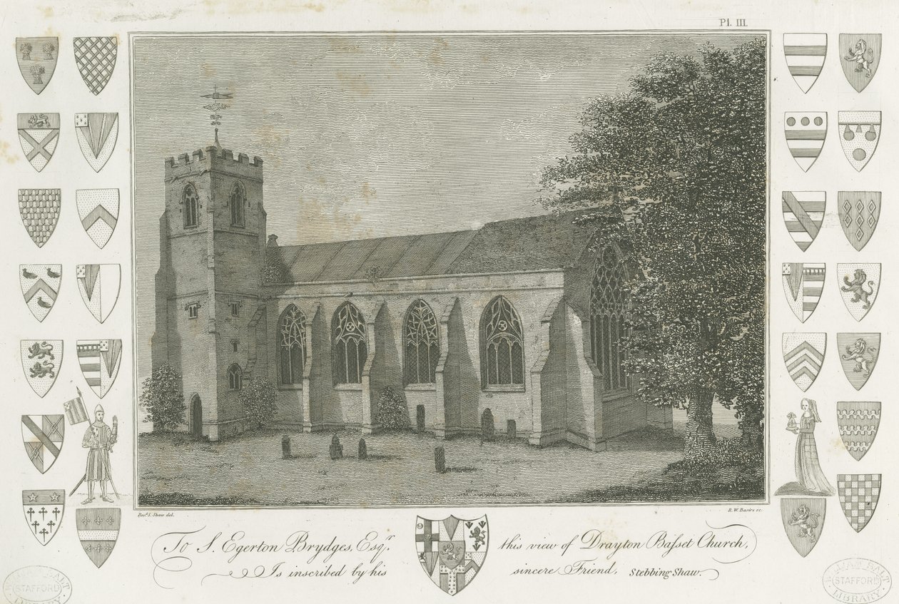 Igreja Drayton Bassett: gravura, nd [1762-1802] (impressão) de Stebbing Shaw