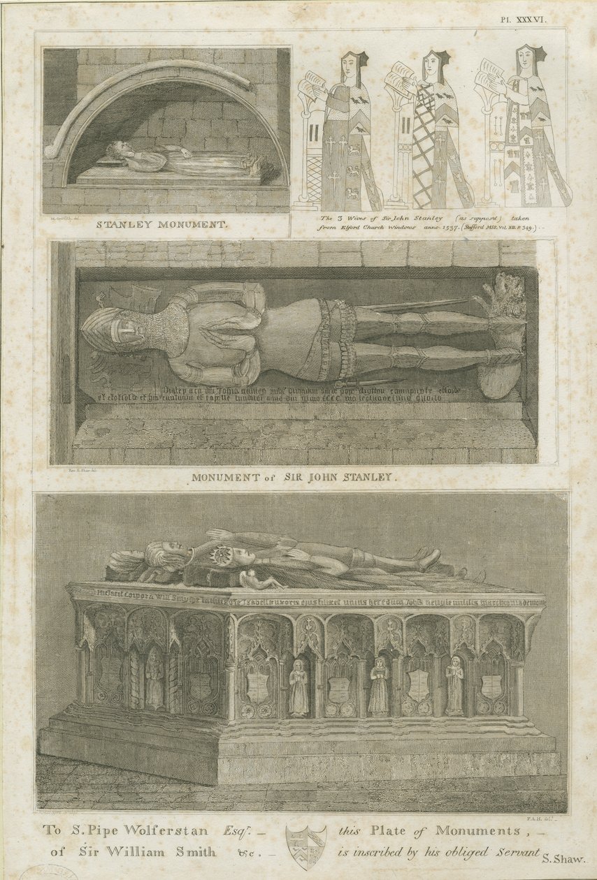 Igreja de Elford - &39;The Stanley Monument&39;: gravura, sd [ Século 19] (impressão) de Stebbing Shaw