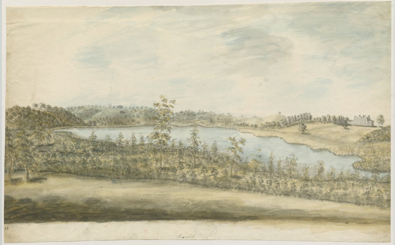 Forton - Aqualate Hall: pintura em aquarela, nd [1762-1802] de Stebbing Shaw
