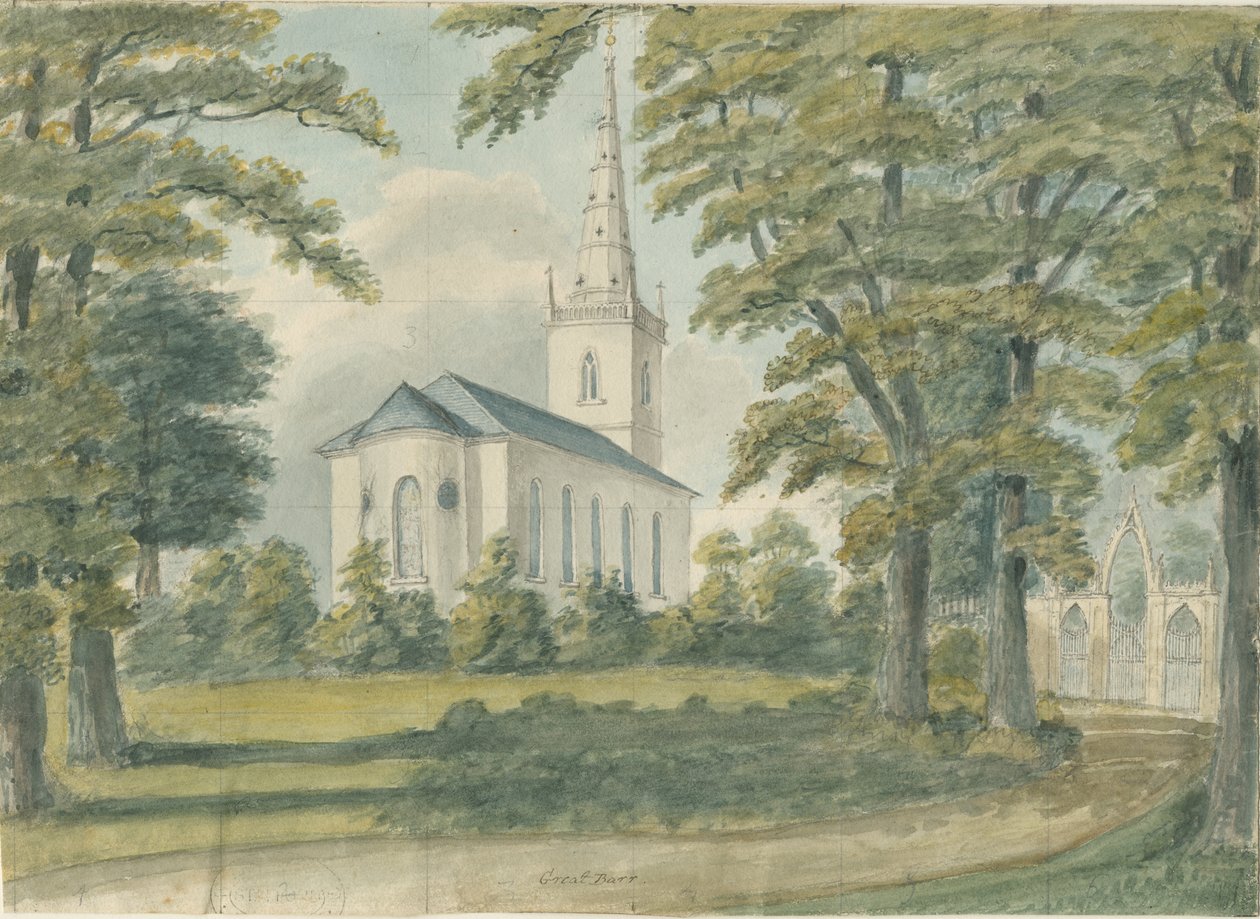 Capela do Grande Barr: pintura em aquarela, nd [1762-1802] de Stebbing Shaw