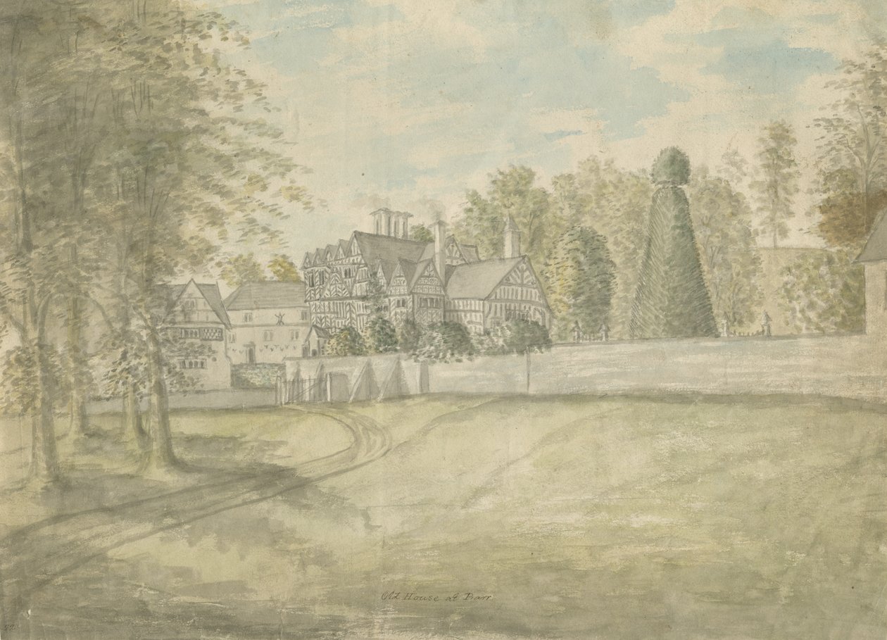 Vila Great Barr - Antiga Casa Tudor: pintura a aquarela, nd [1762-1802] de Stebbing Shaw