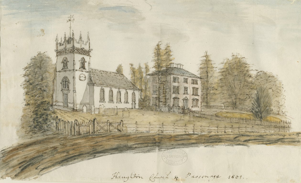 Igreja de Haughton: pintura a cores da água, 1801 de Stebbing Shaw