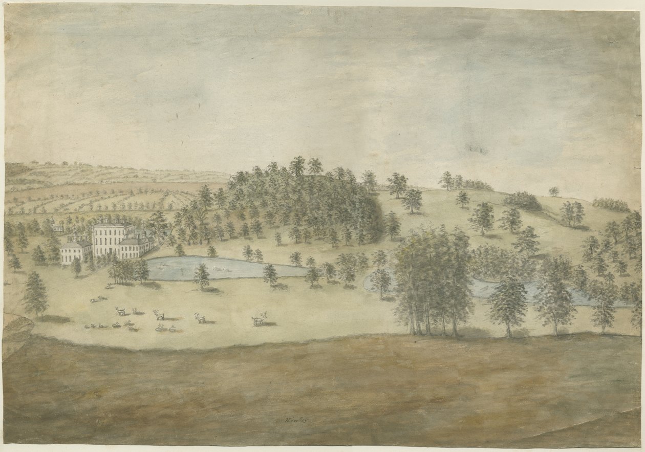 Himley Hall: pintura em aquarela, nd [1762-1798] de Stebbing Shaw