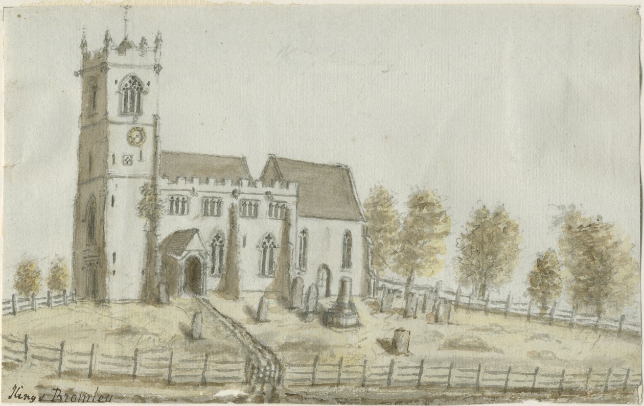 Igreja de Kings Bromley: pintura em aquarela, sd [c 1796] de Stebbing Shaw