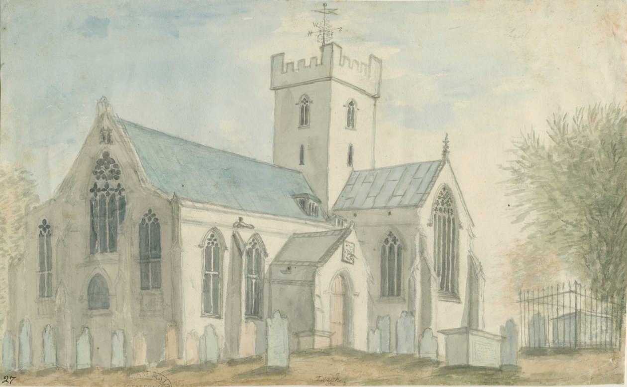 Igreja de Leigh: pintura em aquarela, sd [c 1795] de Stebbing Shaw