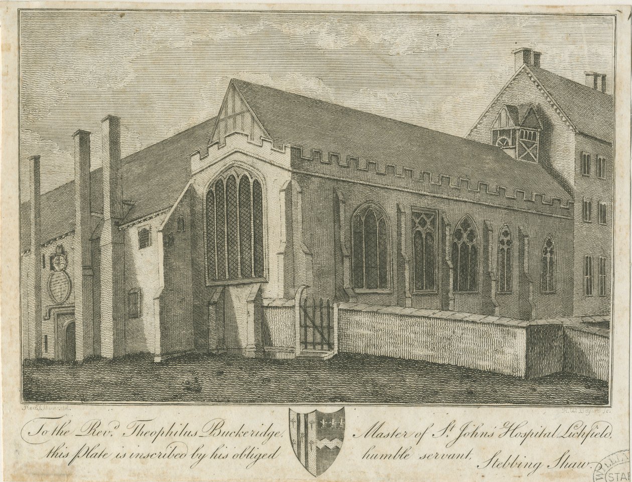 Lichfield - Hospital e Capela de São João: gravura, nd [1762-1798] (impressão) de Stebbing Shaw