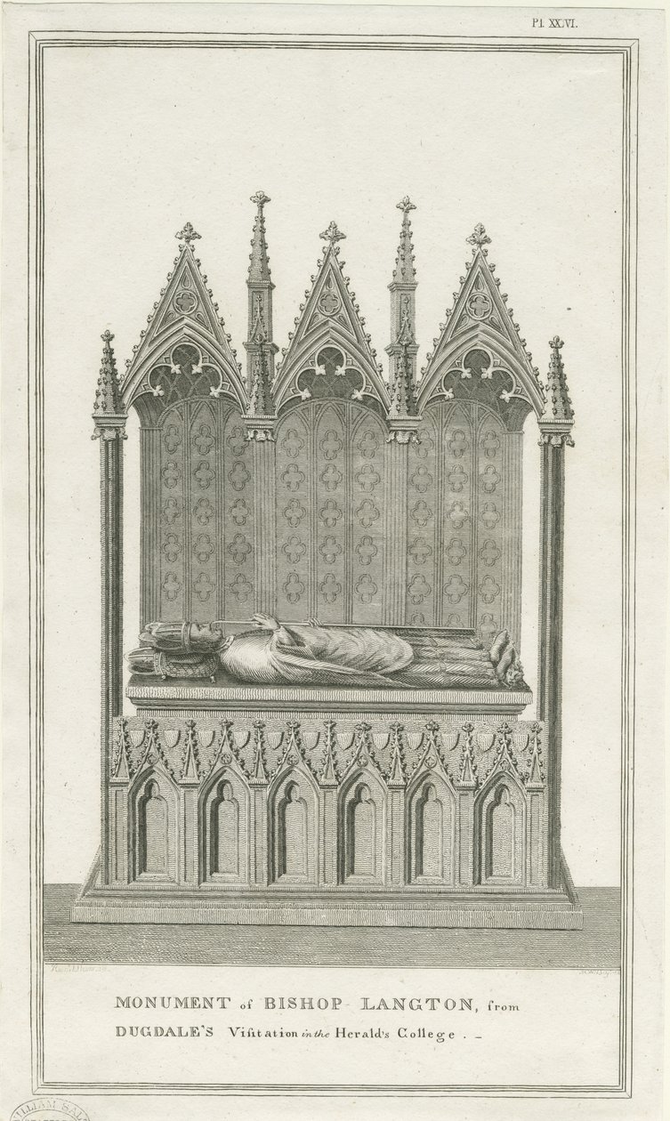 Catedral de Lichfield - Monumento ao Bispo Langton: gravura, sd [1762-1798] (impressão) de Stebbing Shaw