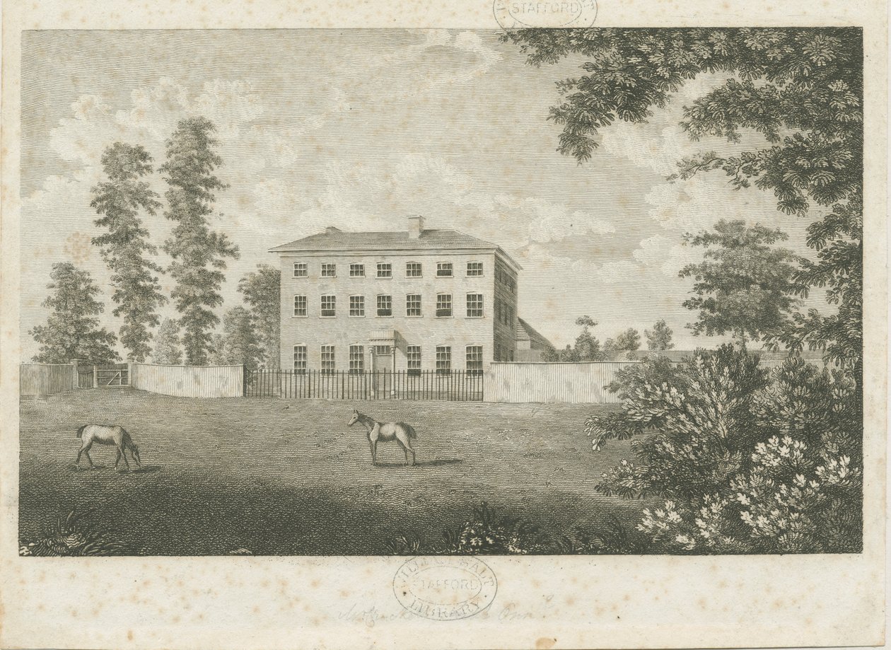 Little Onn Hall: gravura em linha, nd [1762-1802] de Stebbing Shaw
