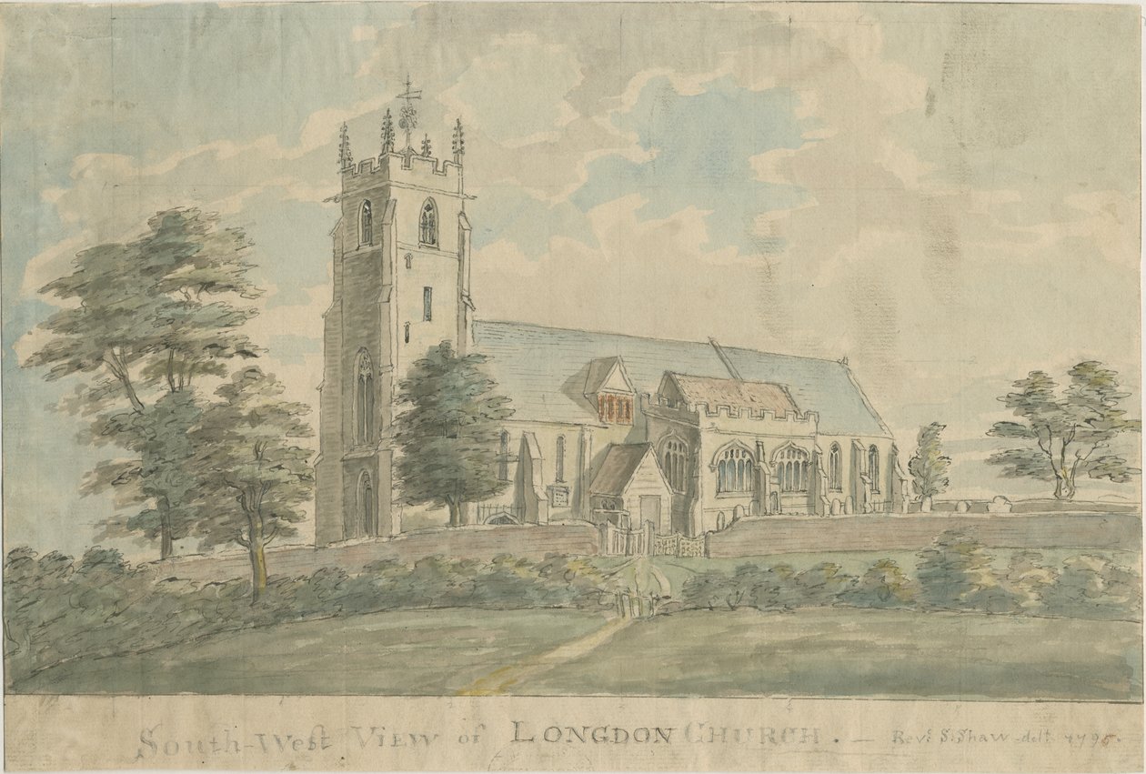 Igreja de Longdon: pintura em aquarela, 1795-6 de Stebbing Shaw