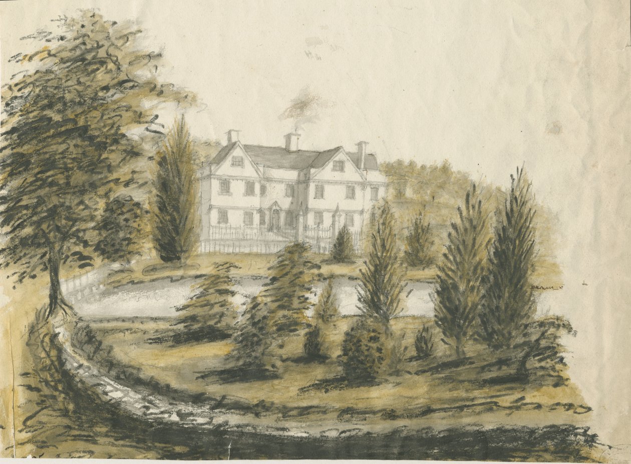 Madeley - Old House: desenho a cores da água, nd [1762-1802] de Stebbing Shaw