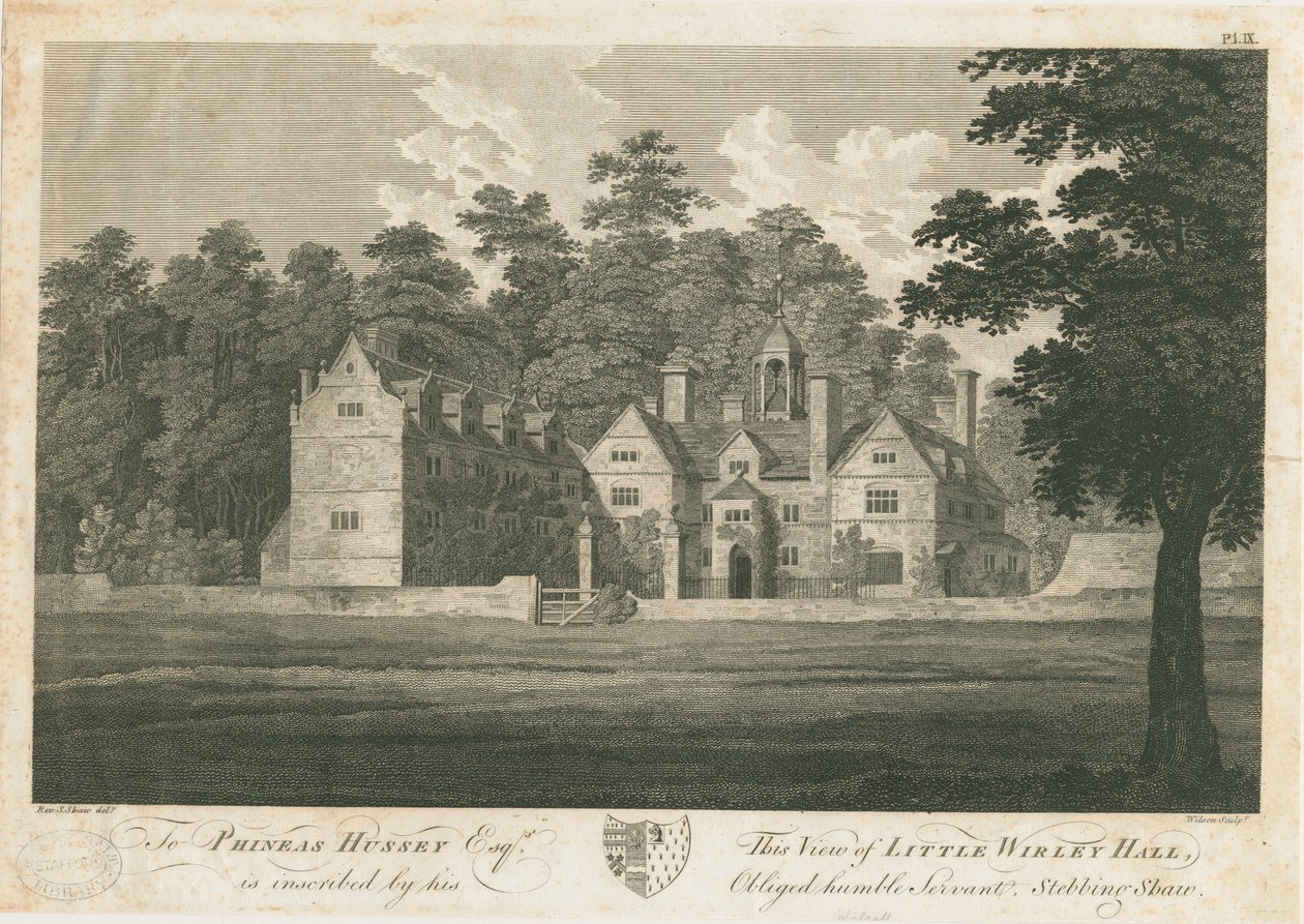 Norton Canes - Pequeno Wyrley Hall: gravura, nd [1762-1802] (impressão) de Stebbing Shaw