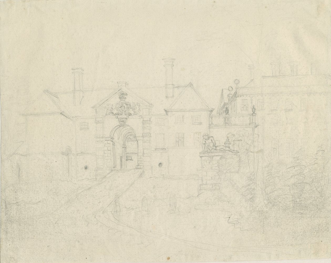 Patshull House: desenho a lápis, nd [ 1762-1802] de Stebbing Shaw