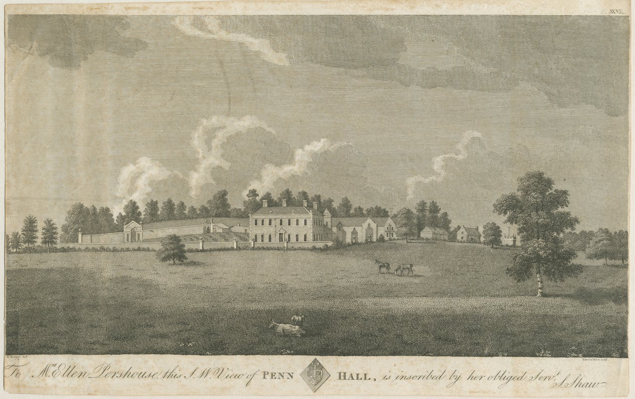 Penn Hall: gravura, nd [final do século 18] (impressão) de Stebbing Shaw