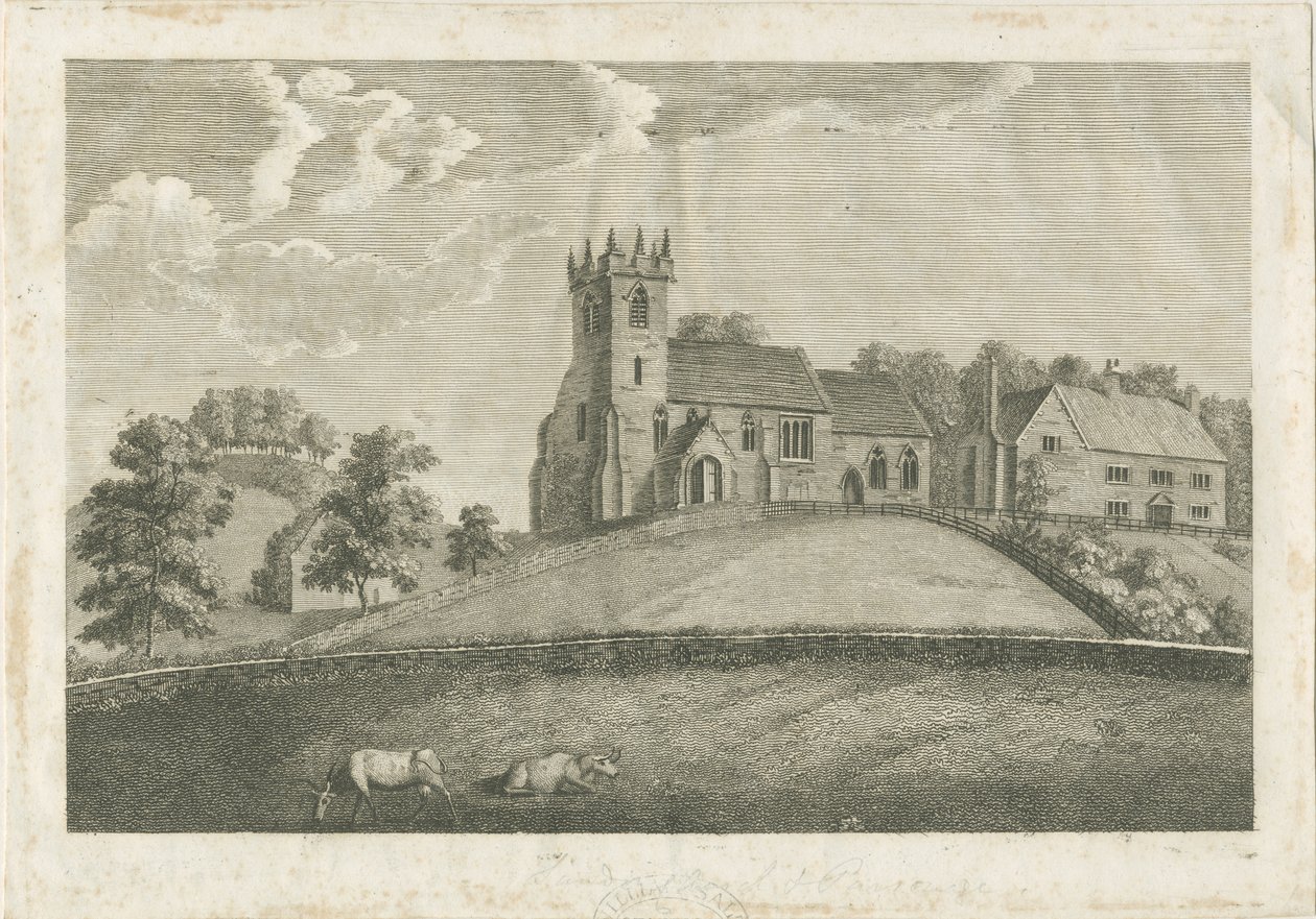Sandon Church and Parsonage: engraving, nd [1797] (impressão) de Stebbing Shaw