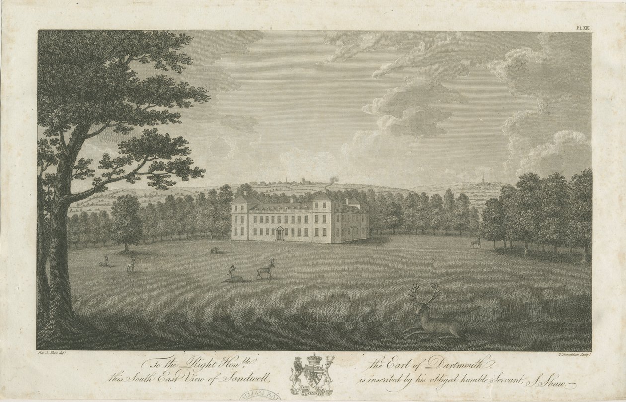 Sandwell Park - Hall: engraving, nd [1762-1798] de Stebbing Shaw