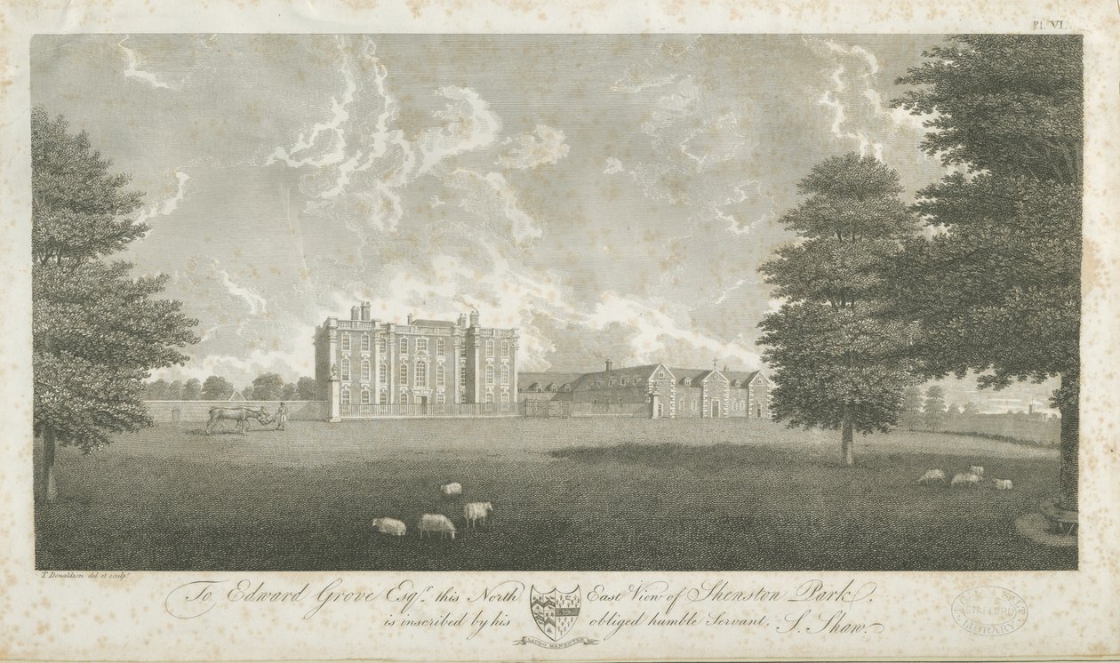 Shenstone Park - Hall: engraving, sd [final do séc. 18] (impressão) de Stebbing Shaw