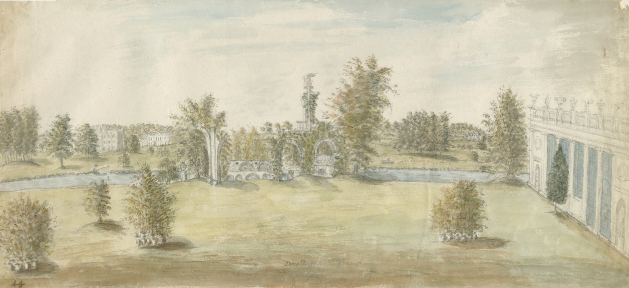 Shugborough - Arquitetura "ateniense": pintura em aquarela, sd [1762-1802] de Stebbing Shaw