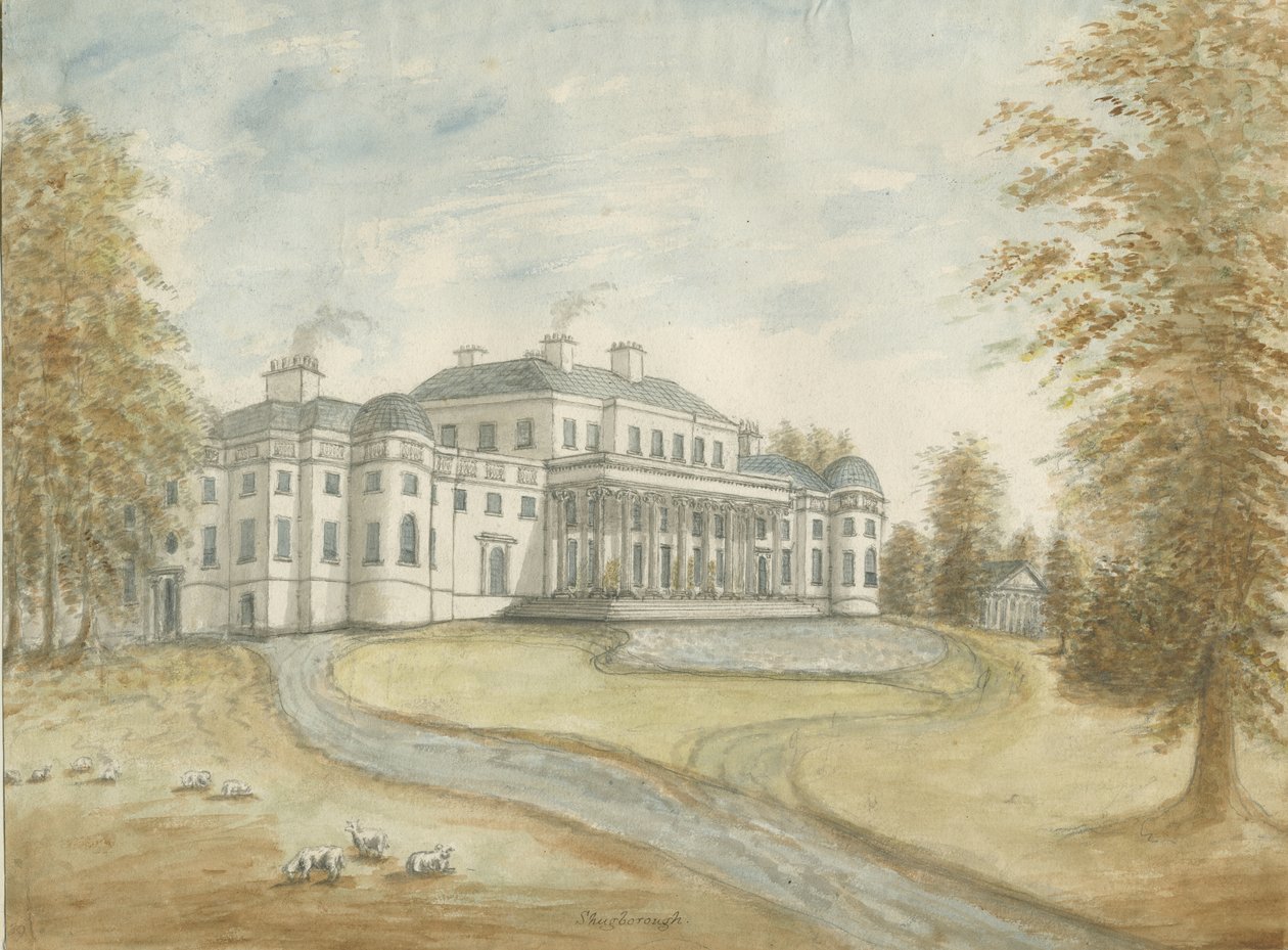 Shugborough Hall: pintura em aquarela, nd [c 1800] de Stebbing Shaw